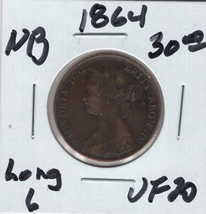 1864 New Brunswick Large Cent Coin VF - Picture 1 of 2