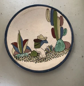 "Plato decorativo de cerámica mexicana vintage rústico de 8,5" - Imagen 1 de 3