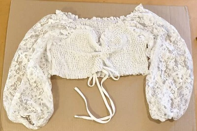 1 Talla (Medidas C) Blanco Elástico Cordón Acanalado Bustier-Encaje Manga Red Foto 1 de 3