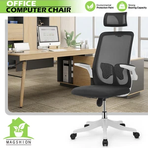 Black Breathable Mesh Conference Desk Chair Home Office Computer Seat w/Headrest - Picture 1 of 13