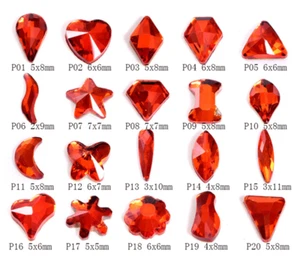 100 pcs Glass Flatback Red K9 glass DIY Manicure Art Rhinestone Small Nail - Picture 1 of 22