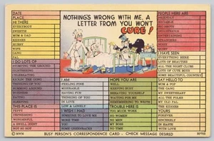 Postcard Busy Person's Correspondence Card Comic Hospital Room - Picture 1 of 2