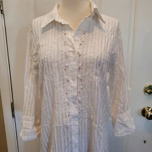 Weißes besticktes Sommerkleid Couture antikanisch Sartoria Strand Beachcore Größe Small - Bild 1 von 10