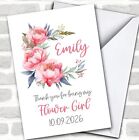 Thank You Flower Girl Pink Flowers Floral Personalised Card