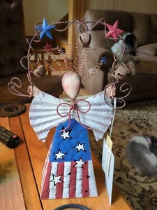 Home Interiors Patriotic Metal Tealight Angel - 4th July Celebration - NWOB - Picture 1 of 15