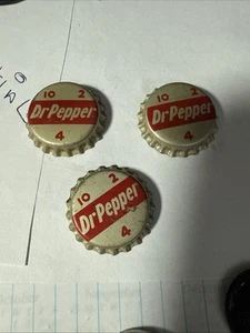 3- Vintage Dr Pepper 10-2-4 "Slant"..cork..unused..SODA BOTTLE CAP - Picture 1 of 3