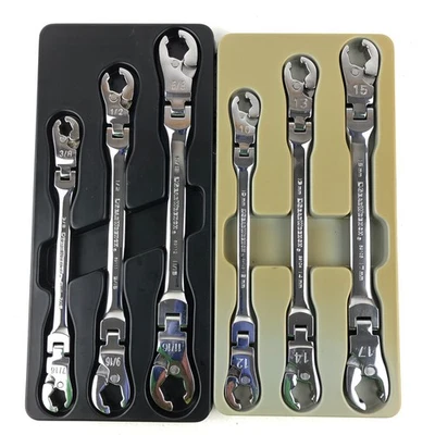 Gearwrench 6 Pc Flex Head Flare Nut Wrench Set Metric 10mm-17, 3/8" - 11/16" SAE - Image 1 of 4