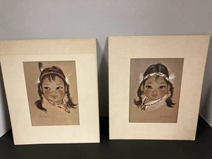 Vtg Chris T Hersey Art Reproduction Print Native Girl AZ Set - Picture 1 of 13