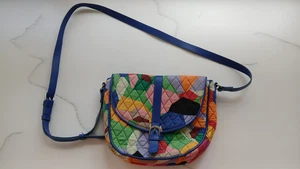 Vera Bradley Womans Pop Art Slim Saddle Bag Medium Size Multicolor Purse - Picture 1 of 13