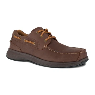Florsheim Talla 14 Marrón Bayside Tres Ojos Corbata Barco Zapatos Cuero Puntera Acero P10-17 Foto 1 de 4