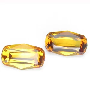 3.42Ct Sparkling Natural Citrine 10x6mm Fancy Cushion Cut Matching Pair Gemstone - Picture 1 of 6
