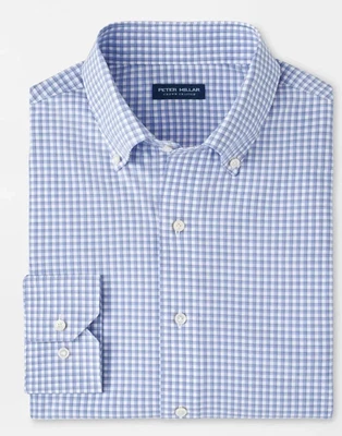 NEW MENS PETER MILLAR GOLF L/S MITCHELL PERFORMANCE POPLIN SPORT DRESS Shirt,MED - Image 1 of 4