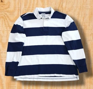 Preppy! Camisa de rugby vintage Lands' End para hombre XL auténtica azul marino blanco a rayas - Imagen 1 de 11