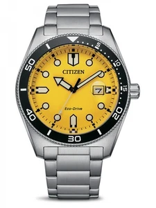 Orologio Uomo Citizen Eco-Drive Solar con Cinturino a Maglie in Acciaio Inox Argento/Giallo AW - Foto 1 di 1