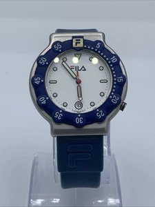 Fila Watch 37mm Blue Bezel Band New Battery Date Window WR 10ATM READ DETAILS - Picture 1 of 8