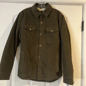 Lucky Brand Mens S Sherpa Lined Snap Front Corduroy Trucker Jacket Green NWT - Picture 1 of 13