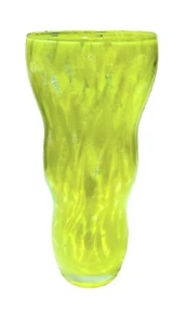 Vase 10" Hand Blown Annealed Yellow Spackle 4.25" Top Great For Fresh Flowers! - Picture 1 of 6