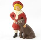 ANTIQUE WILLIAMS CAST IRON  5" GIRL AND DOG COIN BANK