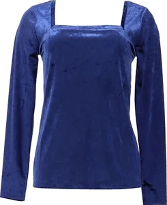 Skinnygirl Giana Crushed Velvet Square Neck Top Beautiful Blue XL NWOT (943) - Picture 1 of 8