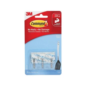 Wire Hooks, Small, Clear, 3-Hook, 6-Pack (18 Hooks Total) - Picture 1 of 9