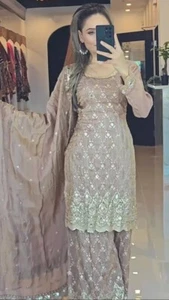 BODA INDIA SALWAR KAMEEZ PAQUISTANÍ FIESTA ROPA VESTIDO BOLLYWOOD TRAJE SHARARA - Imagen 1 de 7