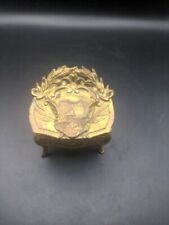 Antique Small Jewelry Casket With Ornate Design & Washington D.C Medallion 3"