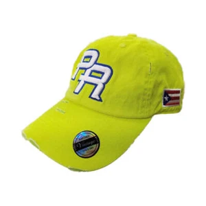 Puerto Rico Vintage Neon Lime Hat PR Logo - Picture 1 of 3