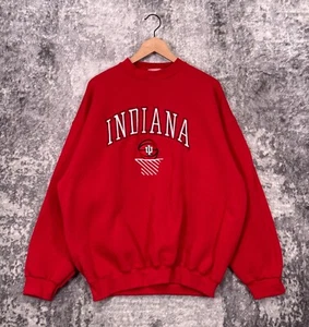 Vintage Logo Athletic Sweatshirt 2XL Mens Red Indiana Hoosiers Basketball Red - Picture 1 of 8