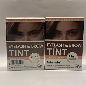 2x Lakerain Eyelashes & Eyebrow Tinting Color Kit Long-Lasting Waterproof Black - Picture 1 of 8