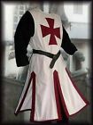 Sobrevesta medieval Rojo Templario Caballero Túnica Cruzado Traje...