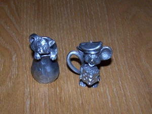 Vintage Zinn Katze & Maus Set 1 1/2" hoch - Bild 1 von 8