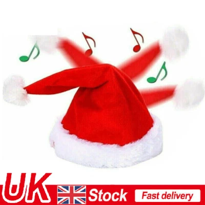 Christmas Xmas Novelty Santa Hat Cap For Musical Singing Moving Dancing Toy Gift