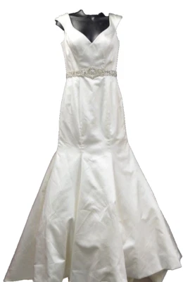 Allure Bridals 美人鱼 婚礼礼服 新娘礼服 象牙色 火车 水晶 6193 S 8 全新 — 第 1/4 张图片