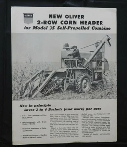 1956 THE OLIVER MODEL 35 COMBINE 2-ROW CORN HEADS HEADER BROCHURE VERY GOOD - Picture 1 of 2