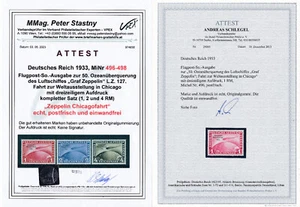 Deutsches Reich Zeppelin Chicagofahrt Nr. 496-498 Postfrisch ** mit Fotoattest - Picture 1 of 4