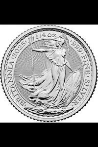 2025 Great Britain Silver Britannia 1/4 oz 50 Pence - BU - Picture 1 of 2