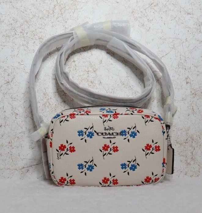 Coach CT862 Mini Jamie Camera Crossbody Bag Multi Floral Chalk Leather