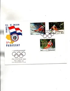 Paraguay FDC 1988 Calgary Olympics Sc#2240 to 2242-Black cancel - Picture 1 of 1