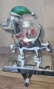 Whimsical Dog Stocking Holder Xmas Holiday Hanger Metal Mantle Fireplace PO - Picture 1 of 3