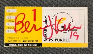 Bernie Kosar Signed 9/15/84 Miami Hurricanes Ticket Stub Ultra Rare JSA AY28760 - Picture 1 of 4
