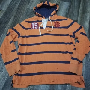 Vintage Old Navy Orange Long Sleeve Shirt Hoody Embroidered Size XL Rugby - Picture 1 of 15