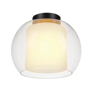 Aura 12" Semi-Flush Mount Light w/ Glass Outer Shade & Frosted Glass Inner Shade - Picture 1 of 9