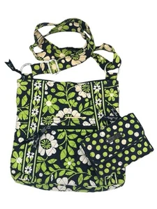 Vera Bradley Blumen Geldbörse und Portemonnaie Blau Grün & Weiß - Bild 1 von 7