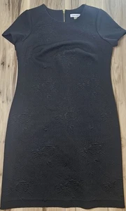 Calvin Klein Womens Black Floral Dress Size 10 Petite - Picture 1 of 9