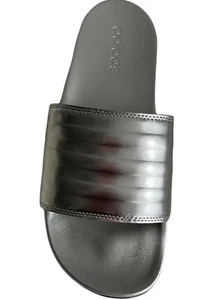 Women’s Slides Size 11 Adidas ADILETTE COMFORT Silver Metallic Core  - Picture 1 of 8