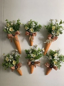 Lot 6 Jute Wrap Foam Carrot Yellow Greenery Spring Tiered Tray Easter Basket New - Picture 1 of 7