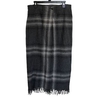 Maxi Falda De Colección Emanuel Ungaro Paris Lana Escocesa Flecos Hecha en Corea Talla L Foto 1 de 4