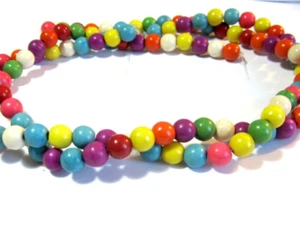 1 Strang Howlith Perlen Farbmix rund 6 mm Stein Schmuckgestaltung Kugel Schmuck - Bild 1 von 1
