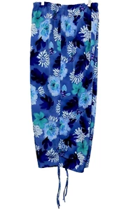 Vintage Roamans Capri Pull On Hose 36 W Gummibund geraffter Saum blau geblümt - Bild 1 von 5