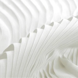 1M Pleated Chiffon Fabric Craft Material Dress Skirt Cloth DIY New White Purple - Picture 1 of 20